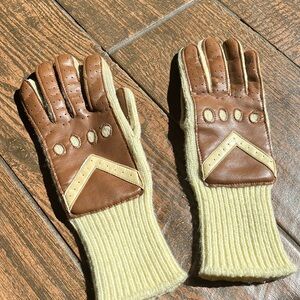 Vintage knitted in leather Isotoner gloves